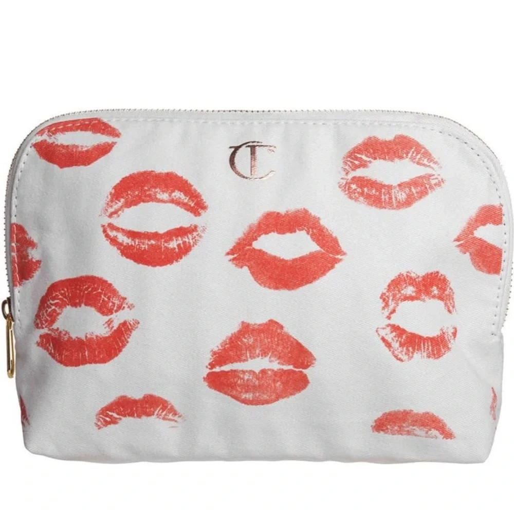 Charlotte Tilbury Pink & White Makeup Bag & Pink Pillow Talk Wardrobe Lip Set